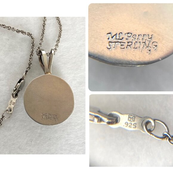 VTG Sterling Silver 925 ML Perry Navajo Southwest Turquoise Pendant Necklace 18" - Picture 9 of 16